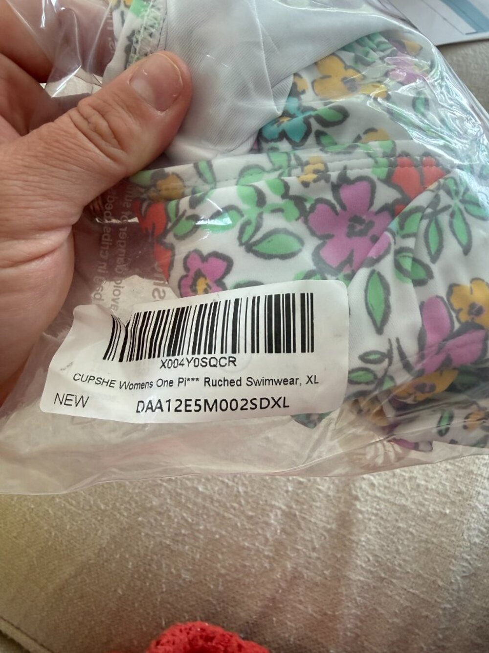 NWT CUPSHE Floral Women's One Piece Swimsuit Bandeau Ruffle Straps XL - Picture 8 of 9